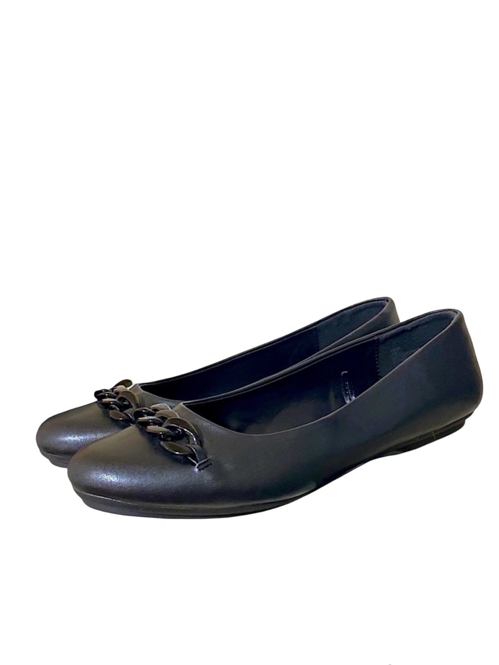Ballet Flats Rivet with Chain Link Slip-Ons Women’s Black Size 10 “ Alec…
